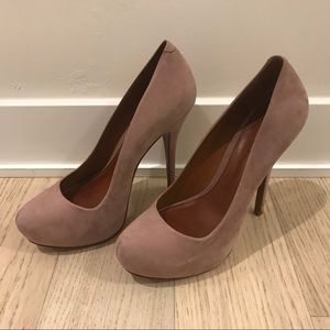 Schutz “Antonia” Platform Pump in Blush Suede